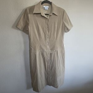 Elegant Tan Button-Up‎ AGB Dress 12
